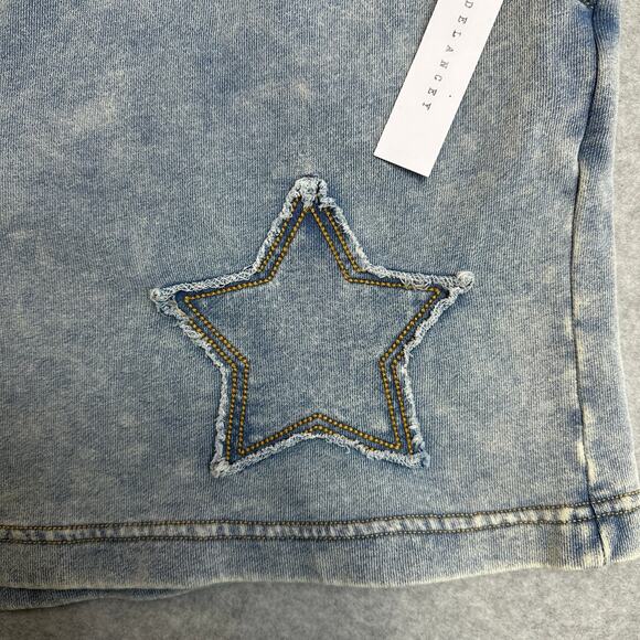 Jane+Delancey Shorts SZ L Blue Acid Wash Elastic Waistband Stretch Pull On Terry - Picture 2 of 8